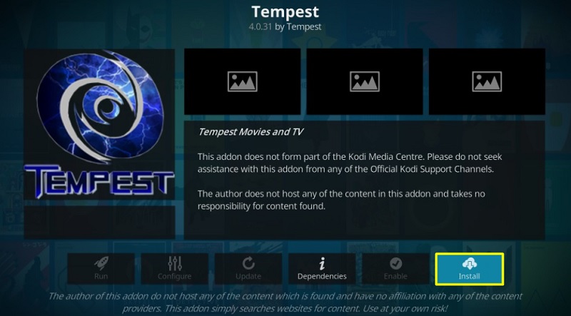 tempest Kodi addon