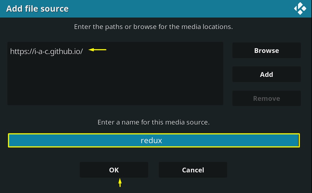 enter url kodi