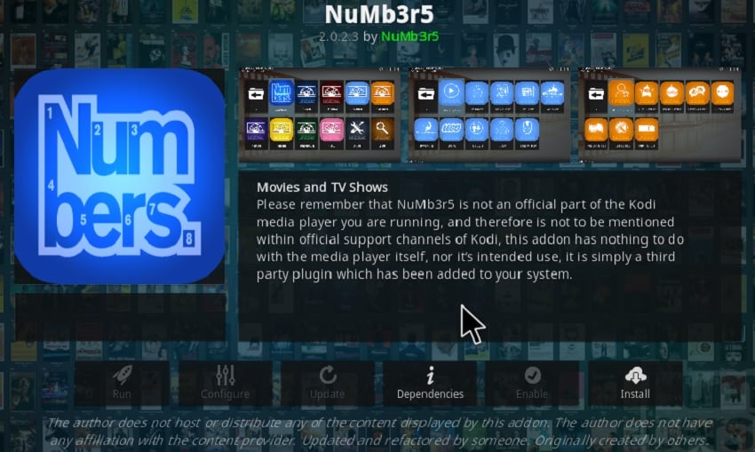 install numbers kodi addon