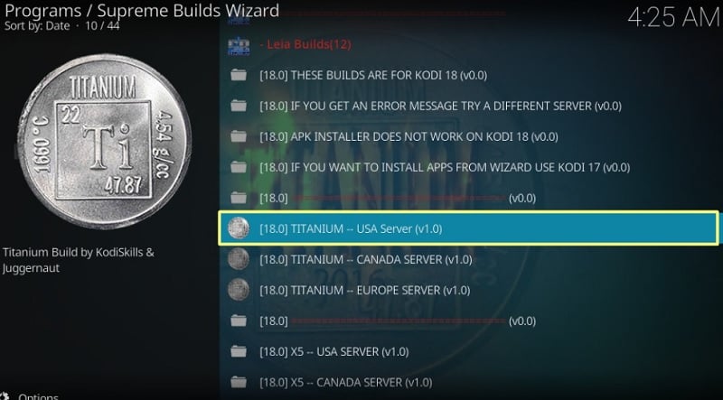 titanium build on kodi