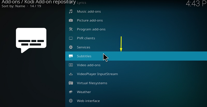 Subtitles on kodi