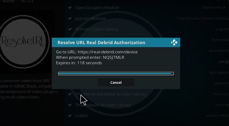 how to input real debrid account kodi