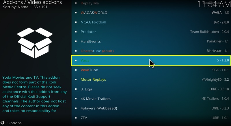 yoda kodi addon