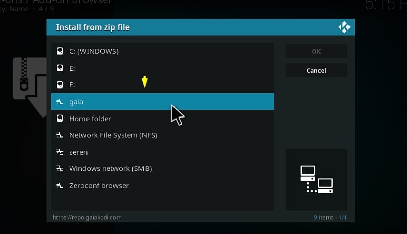 how to install gaia kodi addon