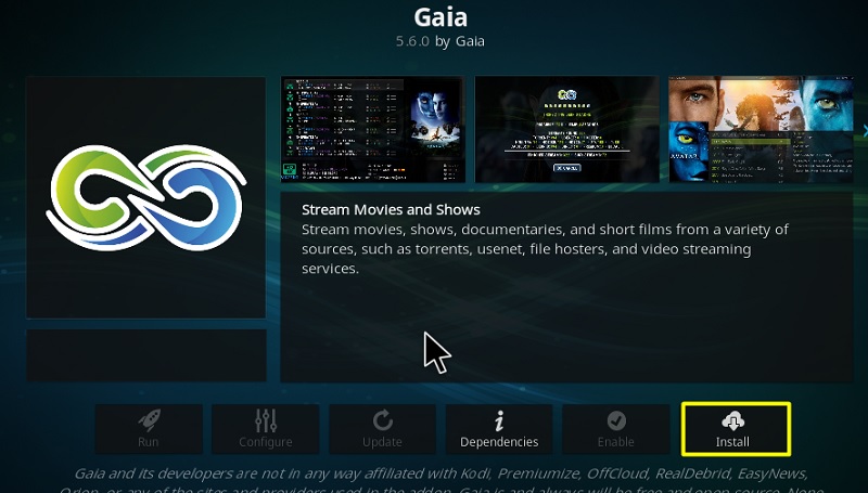 Install Gaia addon