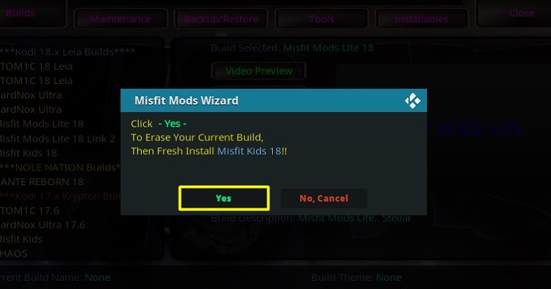 misfit mods lite kodi build