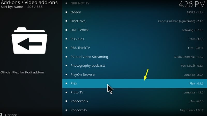 kodi plex addon