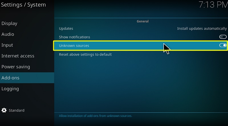 Unknown sources on kodi