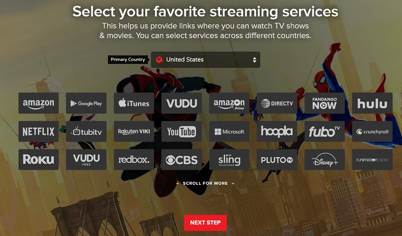 Select your favorite streaming services